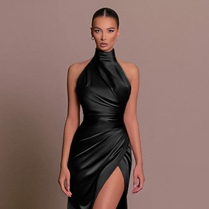 Abiti da Damigella Eleganti da Donna 2024, Vestiti Lunghi da Sera a Vita Alta, Senza Maniche, con Spacco e <span class=keywords><strong>Design</strong></span> Slim - Product Image 1