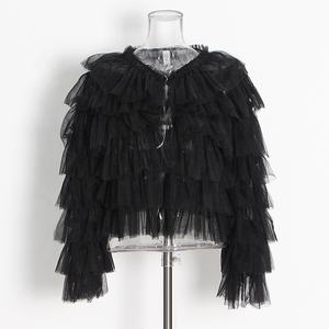 OUDINA nuova personalità arricciata girocollo a maniche lunghe da donna in rete <span class=keywords><strong>camicia</strong></span> e camicette da donna camicette da donna - Product Image 1