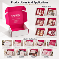 Caja de Cartón Corrugado Blanca y Magenta Personalizada Lista para Exportación, Caja de Envío para Set de Cosméticos, Accesorios Tecnológicos y Ropa Interior