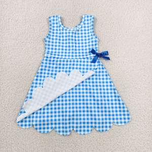 Robe de sport athlétique pour petites filles, imprimé écossais d'été, avec short intégré et bordures festonnées, idéale pour le yoga et les activités sportives. - Product Image 3