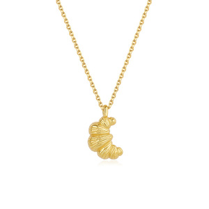 Collier pendentif croissant texturé 3D en argent sterling S925, bijou délicat et tendance de style parisien, cadeau pour femmes et filles, à porter au quotidien - Product Image 1
