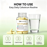 Capsules de colostrum et de probiotiques, 30% de colostrum bovin IgG + 10 milliards d'UFC, soutien de la barrière intestinale et immunitaire, étiquette privée OEM