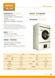 TWD-120 High Quality Stainless Steel Clothes Dryer Machine 120Lb Capacity Electric Commercial Laundry <b>Equipment</b> Wholesale - Product Image 2