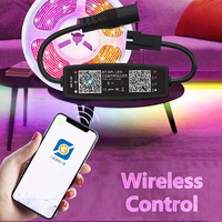 Mini Controlador LED USB 5V con Atenuador, Controlador SPI BT, DC 12-24V, 2048 Píxeles, Aplicación Inteligente con Control Remoto RF de 28 Teclas para Tira de Luces Mágicas WS2812 2811