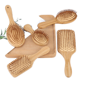 カスタムロゴカラーデザイン ファッション快適竹製ハンドルヘアコームブラシ マッサージ ホームサロン用 - Product Image 1