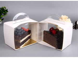 Cá Nhân Nhỏ Bánh Giấy Slice Box Pastry Nhựa Bánh Bao Bì Bánh Điều Trị Hộp Bánh Rõ Ràng Hộp Chuột Duy Nhất Có Tay Cầm - Product Image 5