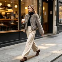 Veste Courte en Fausse Fourrure pour Femme, Manteau Hiver Chaud et Doux en Peluche, Manches Longues, Col Rond, Vêtement d'Extérieur Décontracté pour Quotidien et Soirées