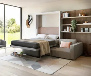Furnitur desain baru diskon besar tempat tidur dinding kabinet horisontal lipat penuh dapat diatur dengan sofa
