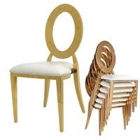 Chaise de salle à manger, de bureau ou de salon, confortable, en acier inoxydable, avec dossier rond doré, style moderne et luxueux