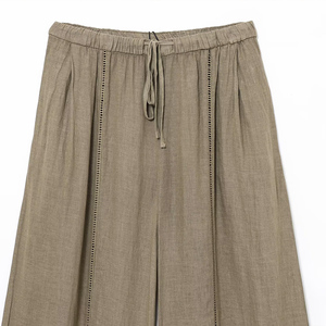 PB & ZA Mujeres 2025 Verano Nuevo Chic <span class=keywords><strong>Moda</strong></span> Lino Tiene una cintura media y pantalones de piernas anchas Vintage Cintura alta Pantalones femeninos Mujer - Product Image 4