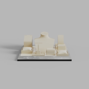 Exhibidor de Joyería de Lujo en MDF+PU Beige con Logotipo Personalizado (Serigrafía/3D/Lámina Metálica) para Collares, Pulseras, Aretes y Anillos, Tienda RODEN/OEM - Product Image 3