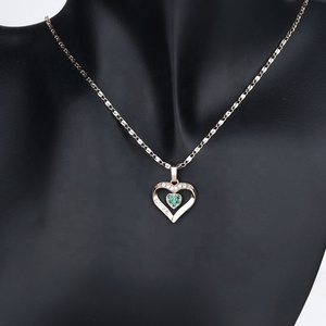 Luxury <b>Bridesmaid</b> Heart-Shaped Green Zirconia 18K Gold Plated Necklace and Earrings <b>Jewelry</b> <b>Set</b> for Women Wedding & Party - Product Image 4
