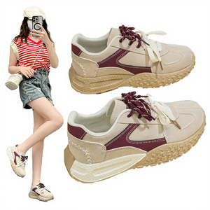 F0865 Chaussures de course décontractées légères et respirantes pour femmes, style coréen, semelle épaisse, été automne - Product Image 4