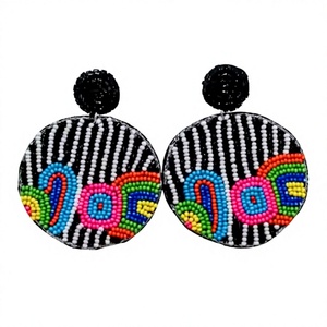 Best Quality Noe Beaded <b>Stud</b> <b>Earrings</b> Trendy Design Women's Bohemia Stylish Colorful Letter Pattern Party Fashionable Jewelry - Product Image 1
