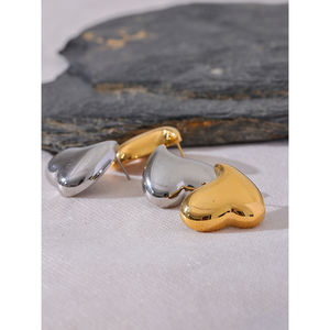 JINYOU 2949 Popular de acero inoxidable liso corazón amor Stud pendientes prevenir alergias Metal atractivo romántico joyería Bijoux - Product Image 5