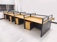 Mobilier de bureau Bureau pour quatre personnes Cabine d'écran en L 6 compartiments 4 combinaisons de personnel Poste de travail