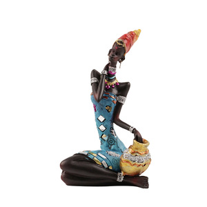 Statue africaine vintage sculptée à la main, figurines afro-américaines, femme tribale exotique, œuvre d'<span class=keywords><strong>art</strong></span> africaine pour la décoration intérieure - Product Image 1