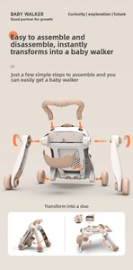 Marche-bébé pliable réglable en hauteur anti-basculement pour bébés de 6 à 18 mois - Chariot d'apprentissage musical léger - Product Image 5