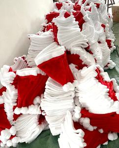 หมวกคริสต์มาสสำหรับผู้ใหญ่หมวกกำมะหยี่ทรงสั้นสำหรับครอบครัวหมวกสำหรับเด็ก - Product Image 2