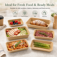 Barquette alimentaire rectangulaire jetable en papier kraft pour salades, pâtisseries et viandes à emporter