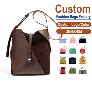 Leather Textured Fabric Hybrid Crossbody Geometric <b>Frame</b> Caramel Brown Pebbled Leather <b>Deep</b> Brown Bouclé Panel Magnetic Closure - Product Image 1