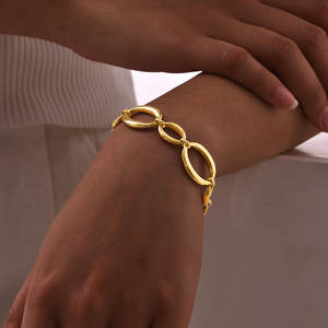 Pulsera/Collar al por mayor Chic Simple chapado en oro collar de acero inoxidable pulsera regalo para mujer - Product Image 3