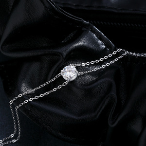 Luxury Dainty Double Chain Round Zircon 925 Sterling <b>Silver</b> Adjustable <b>Bracelet</b> For Elegant Trendy Women Daily Fine Jewelry - Product Image 4