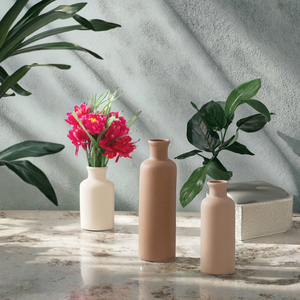 Vase de table en céramique blanche, style moderne et rustique, pour fleurs, vase décoratif pour salon, étagère, table - Product Image 3
