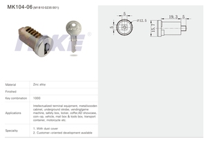 MK104-06 Goedkope Prijs Zinklegering Slotkern Cilinder Voor Kast En Veiligheidsdoos Met Stofkap - Product Image 3