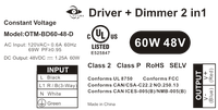 OTM-BD96-24-D Classe 2 UL96W 24V 4A 110V 120V 2 en 1 Driver LED avec variateur Idéal pour l'éclairage LED nord-américain