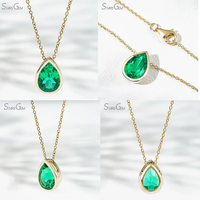 Starsgem 14K 10K Oro sólido 2CT Pera Cut Lab Rubí Colombiano Esmeralda Azul Zafiro Collar con colgante de piedras preciosas