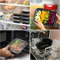 Boîte alimentaire jetable rectangulaire transparente de 1000 ml avec couvercle, en plastique PP, compatible micro-ondes, pour le déjeuner – Vente chaude