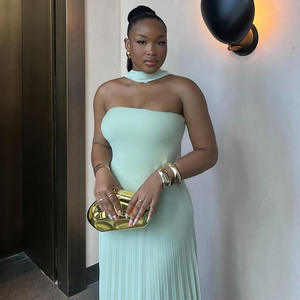 Robe Chic Femme 2025 Sans Bretelles Plissée Sexy Robe de Soirée Robes d'Été Élégante sans Dos pour Fête - Product Image 3