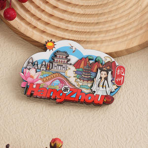 Ville 3D artisanat en bois aimant écologique chute colle décalcomanie pour réfrigérateur touristique mémorial en gros résine matériel - Product Image 1