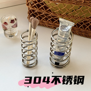 304 Stainless Steel Spring Toothbrush Holder Hollow Design No Drill Bathroom Storage Toothpaste Holder Washbasin - Product Image 5