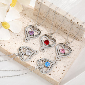 Collana con Ciondolo a Cuore Infinito Placcato Oro Bianco, Incisione 'Ti Amo per Sempre', Zirconi Multicolore, Regalo per Donne - Product Image 2