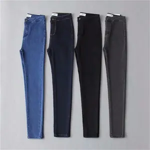 Women's used stacked jeans high waisted bell bottom ladies female denim jeans women good quality stock wholesale