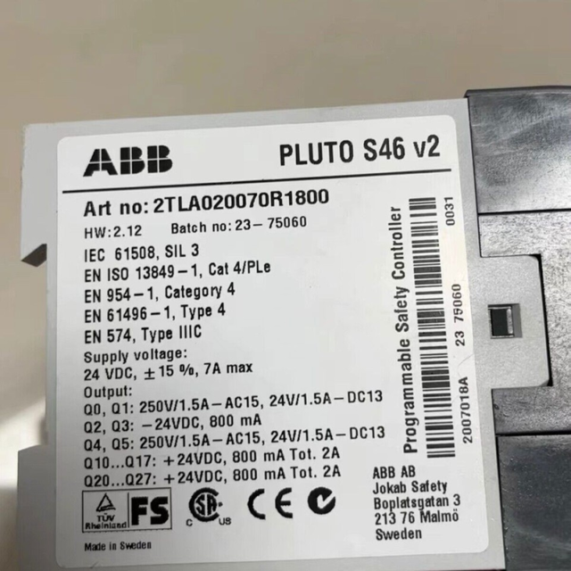 S46 v2 Programmable Safety Controller Module 24V 45 Safe IO Configurable PLC