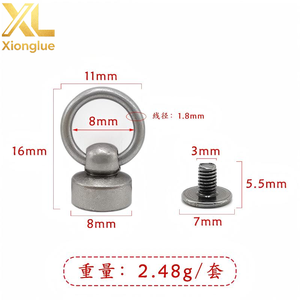 Rivet en laiton massif de 8 mm, bouton Chicago, rivet à vis avec anneau en O pour sac à main, cuir, vêtement - Product Image 5