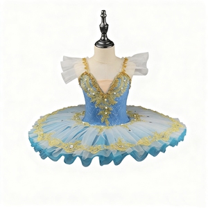 <span class=keywords><strong>Tutu</strong></span> de ballet professionnel pour filles, <span class=keywords><strong>bleu</strong></span> et rose, style pancake, robe de fête de ballerine, costume en polyester pour enfants - Product Image 4