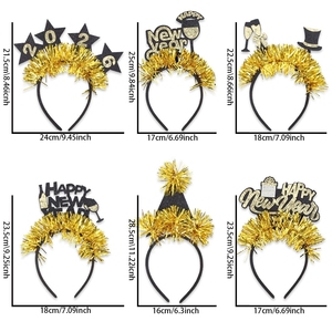2026 New Year Headband <strong>Black</strong> Gold New Years Eve Headpiece with Star and <strong>Tinsel</strong> for Adults Women Party Hair Accessories - Product Image 4