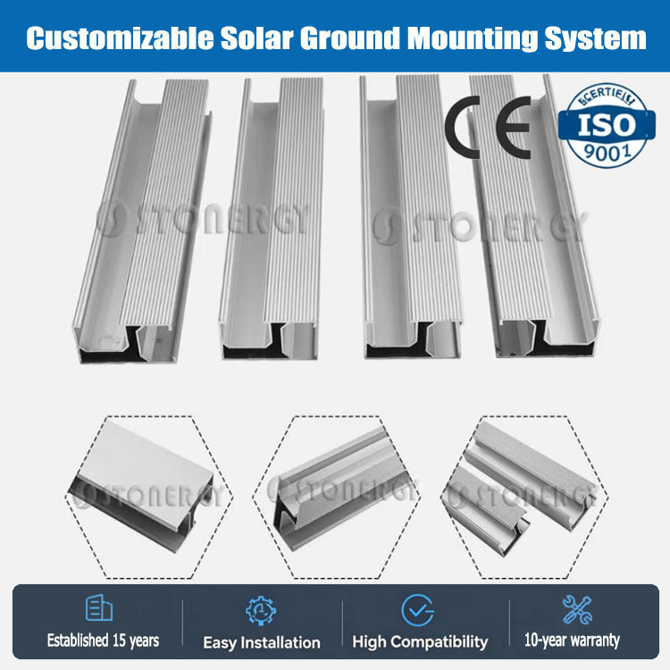 Easy Installation Roof and Ground Solar Structure Mounting System PV Photovoltaic Accessories Aluminum Solar Mounting Rail · image 2