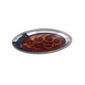 Feu de gabarit LED ovale chromé 12V 24V, 6 SMD, ambre, pour camion et remorque - Product Image 2