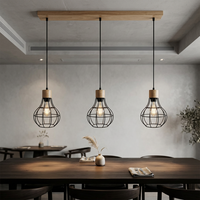 Lámpara Colgante de Madera, Ideas Decorativas, Pantalla Metálica Pequeña, Lámparas Colgantes LED para Hotel, Oficina, Cafetería, Bar