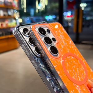 Custodia Glitterata con Motivo a Conchiglia IMD per Samsung Galaxy S26 S25 Ultra S24 FE, Ricarica Wireless, Magnetica, Brillante e Antiurto - Product Image 2