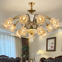 Lustre de salon rétro de style américain tout en cuivre, lampe haut de gamme de style européen pour salle à manger et chambre à coucher, villa duplex
