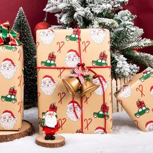 Kraft Christmas Wrapping <b>Paper</b> <b>Roll</b> 17 In X 33 Ft Santa Claus Pattern Recyclable Packaging <b>Paper</b> - Product Image 2