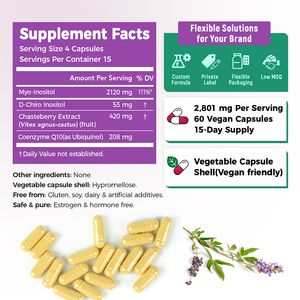 Chinaherbs - 60 Cápsulas de Inositol y Chasteberry, Suministro para 15 Días, Apoyo al Ciclo Hormonal, Suplementos Herbales para la Fertilidad - Product Image 6