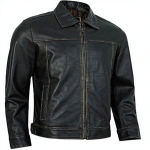 Vintage <b>Leather</b> <b>Jacket</b> <b>Men</b> Real Lambskin Classic Turn Down Collar <b>Leather</b> <b>Jackets</b> For <b>Men</b> - Product Image 1