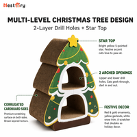 Tour de griffoir/structure d'escalade pour chat en forme d'arbre de Noël, multi-niveaux, de luxe, en carton ondulé vert, écologique et de grande taille